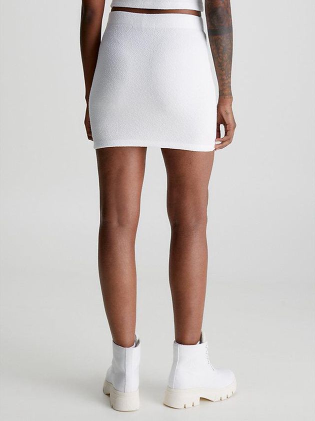 White Calvin Klein Seersucker Stretch Mini Women Skirt | BVPC-42518