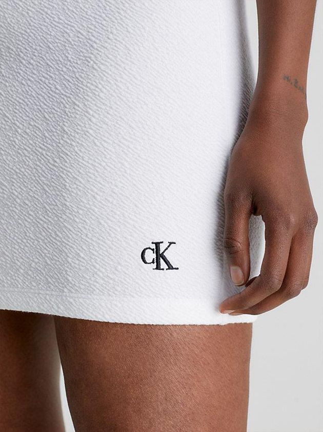 White Calvin Klein Seersucker Stretch Mini Women Skirt | BVPC-42518