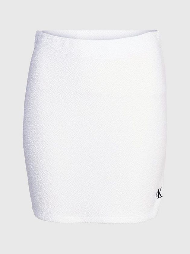 White Calvin Klein Seersucker Stretch Mini Women Skirt | BVPC-42518