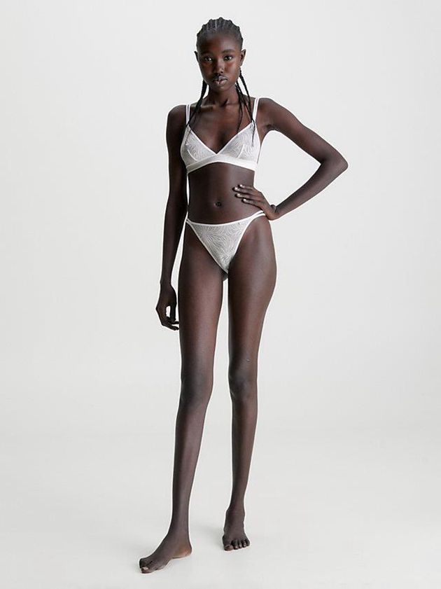 White Calvin Klein Sheer Marquisette Women Thong | YSKT-69308