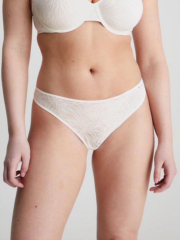 White Calvin Klein Sheer Marquisette Women Thong | ZLRP-20184