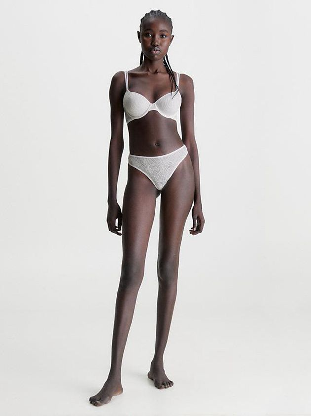 White Calvin Klein Sheer Marquisette Women Thong | ZLRP-20184