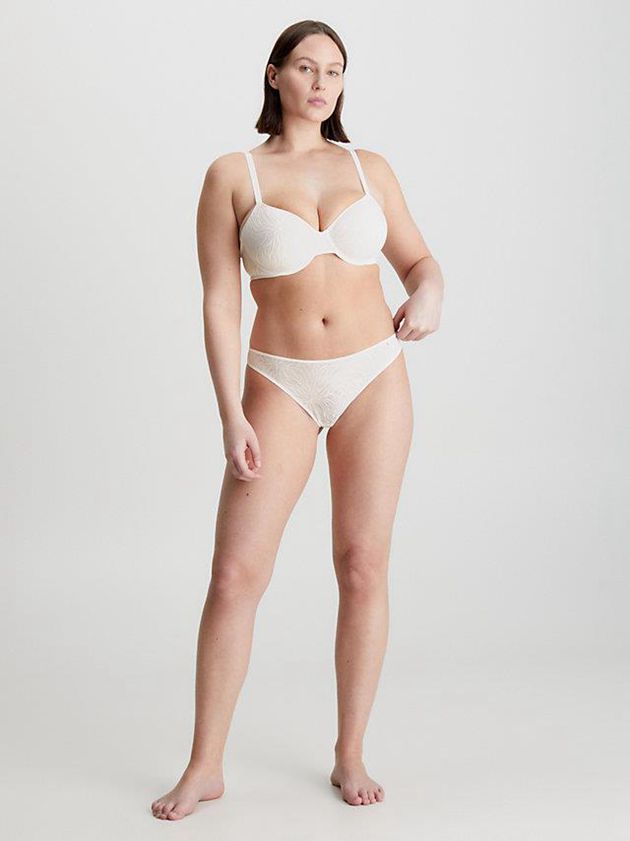 White Calvin Klein Sheer Marquisette Women Thong | ZLRP-20184