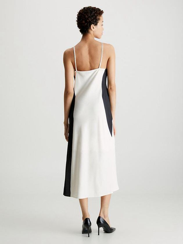 White Calvin Klein Slim Colourblock Slip Women Dress | QZWE-29186