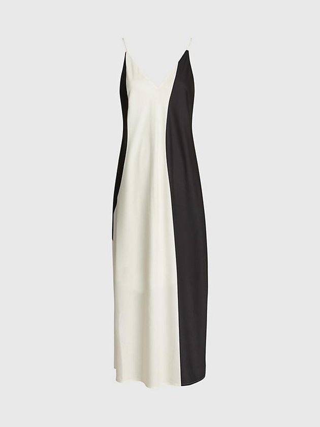 White Calvin Klein Slim Colourblock Slip Women Dress | QZWE-29186
