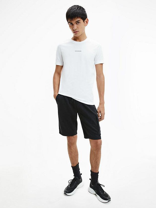 White Calvin Klein Slim Cotton Men T-Shirt | KLBM-61487
