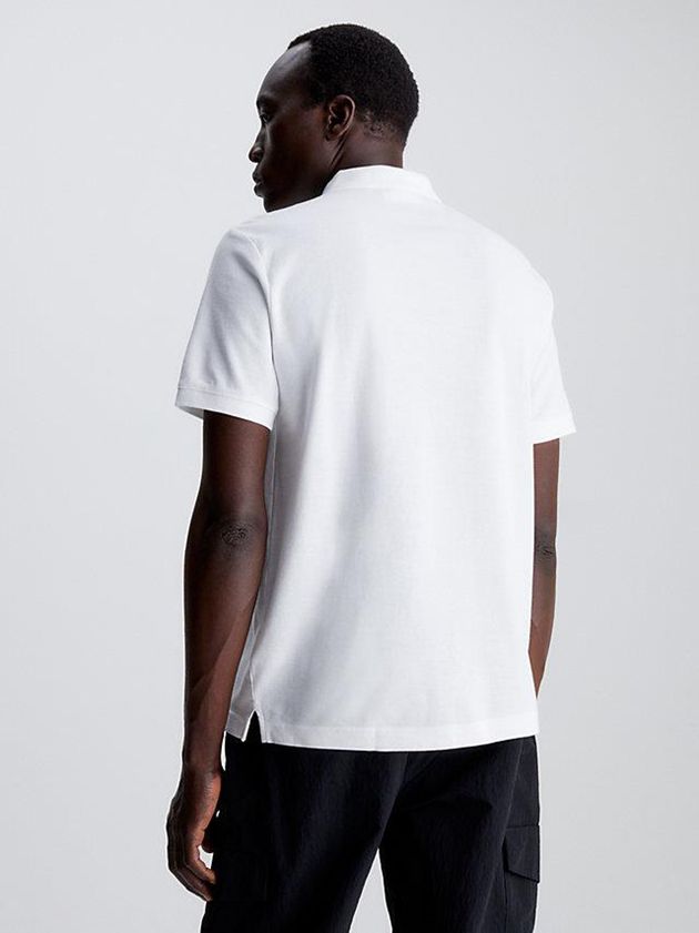 White Calvin Klein Slim Cotton Piqué Men Polo Shirt | UNLW-19524