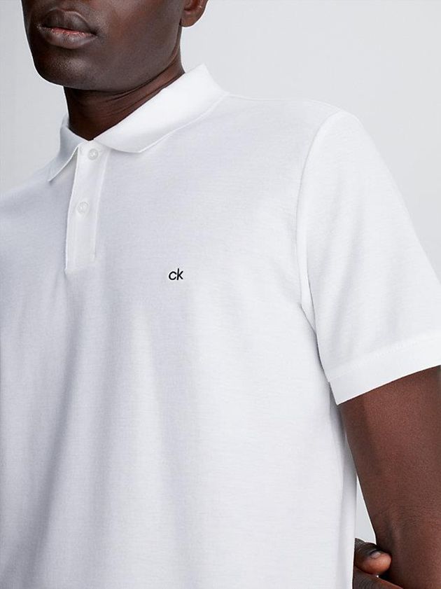 White Calvin Klein Slim Cotton Piqué Men Polo Shirt | UNLW-19524