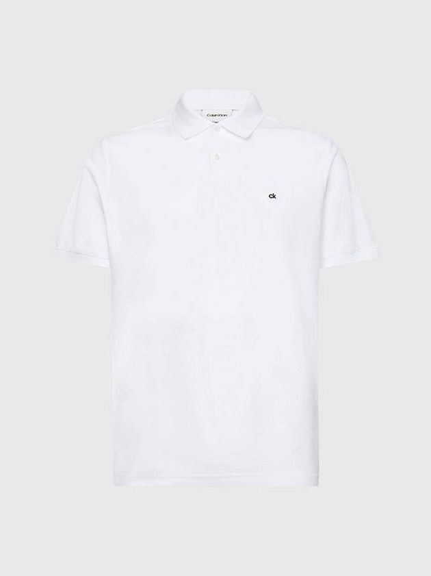 White Calvin Klein Slim Cotton Piqué Men Polo Shirt | UNLW-19524