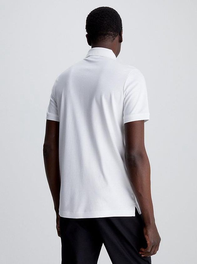 White Calvin Klein Slim Cotton Piqué Men Polo Shirt | QUDA-41927