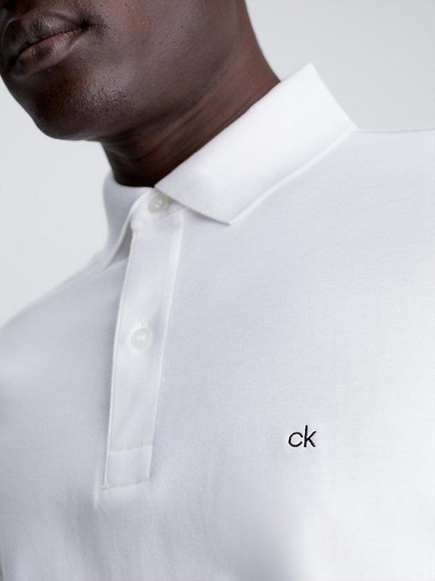 White Calvin Klein Slim Cotton Piqué Men Polo Shirt | QUDA-41927
