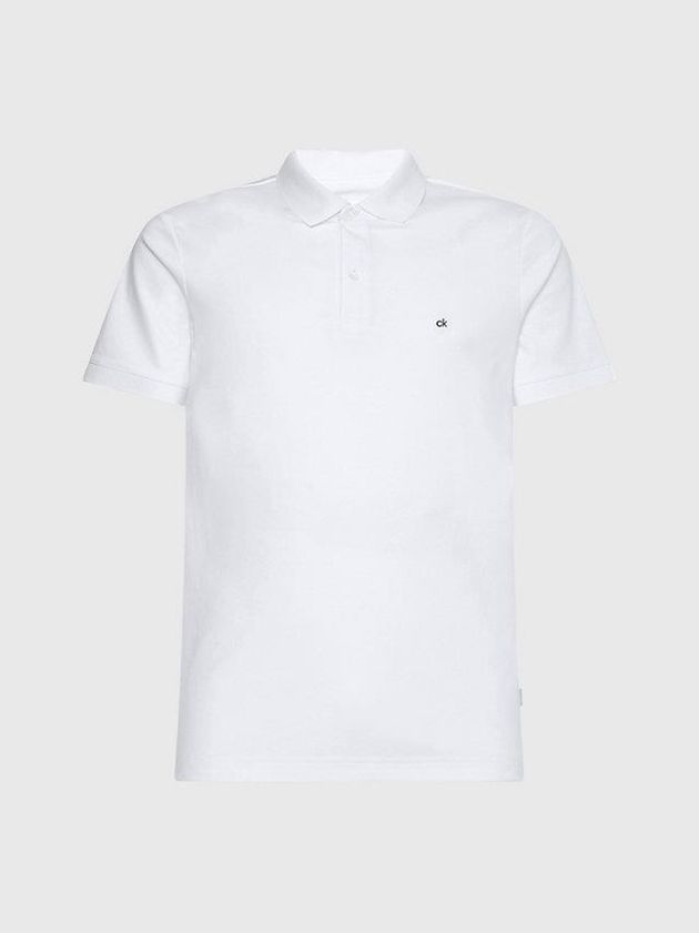 White Calvin Klein Slim Cotton Piqué Men Polo Shirt | QUDA-41927