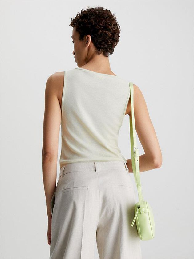 White Calvin Klein Slim Crepe Jersey Tank Women Top | EWTM-27013
