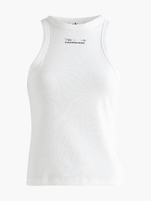 White Calvin Klein Slim Cropped Tank - Pride Women Top | MTEN-37821