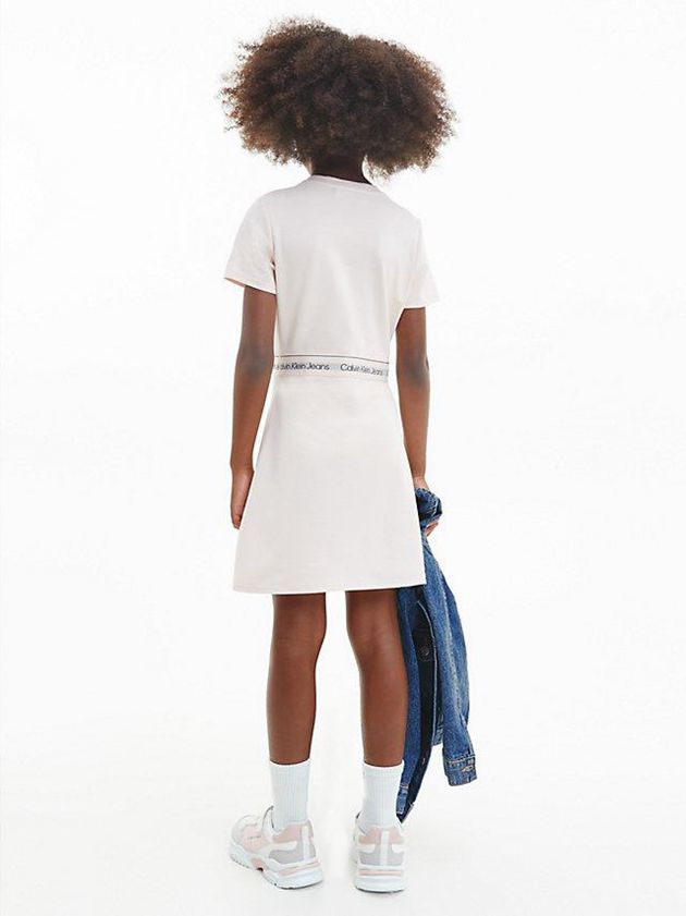 White Calvin Klein Slim Flared Milano Girls's Dress | TJEO-36271