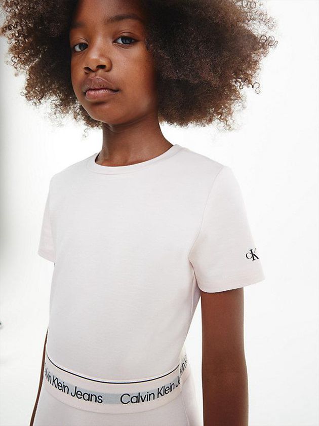 White Calvin Klein Slim Flared Milano Girls's Dress | TJEO-36271
