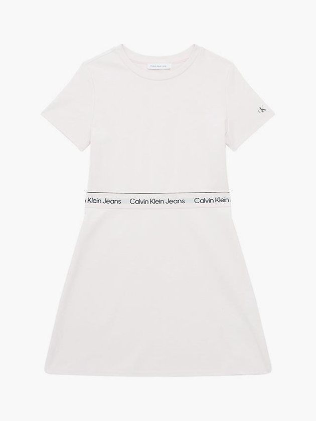 White Calvin Klein Slim Flared Milano Girls's Dress | TJEO-36271