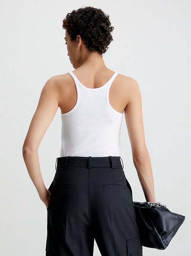 White Calvin Klein Slim Jersey Cami Women Top | YZQD-32015