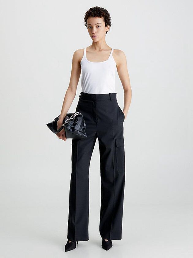 White Calvin Klein Slim Jersey Cami Women Top | YZQD-32015