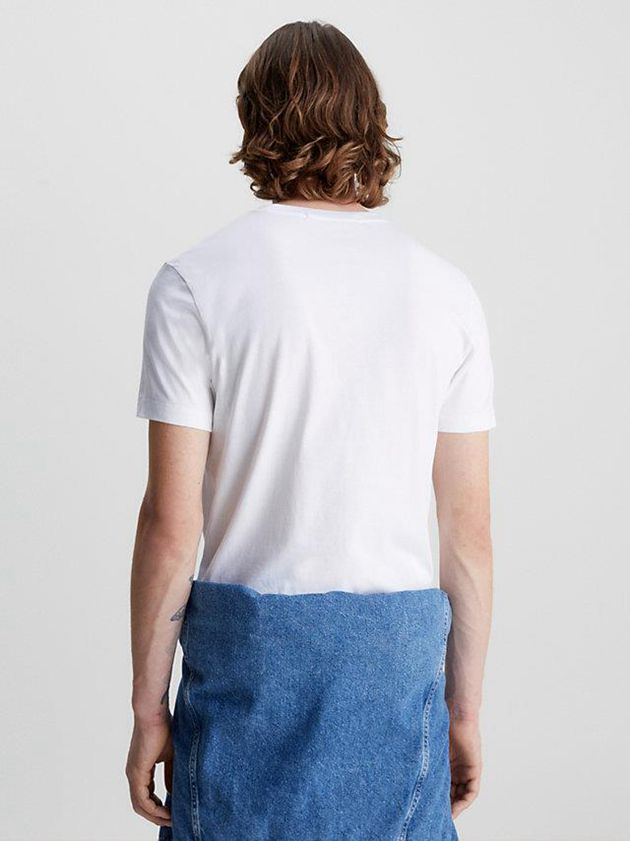 White Calvin Klein Slim Logo Men T-Shirt | OYQA-46275