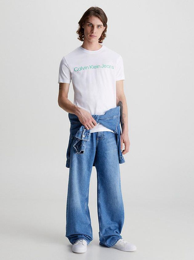 White Calvin Klein Slim Logo Men T-Shirt | OYQA-46275