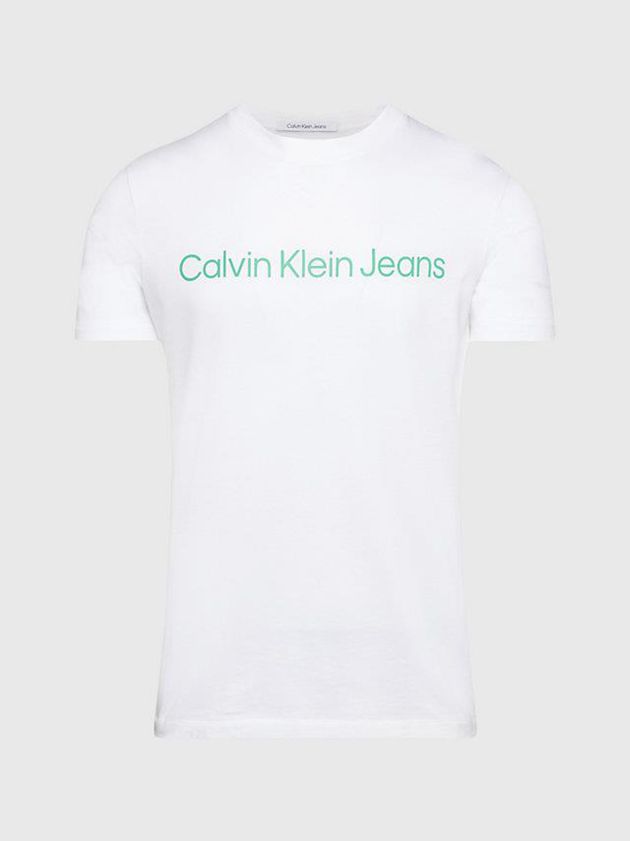 White Calvin Klein Slim Logo Men T-Shirt | OYQA-46275