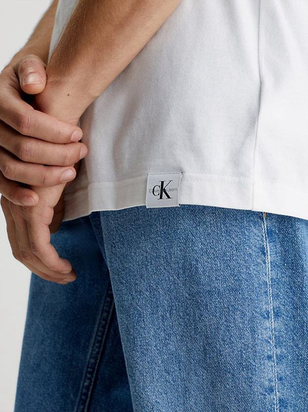 White Calvin Klein Slim Logo Tab Men T-Shirt | XZEY-37529