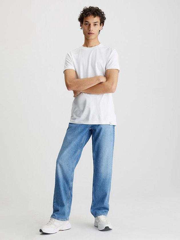 White Calvin Klein Slim Logo Tab Men T-Shirt | XZEY-37529