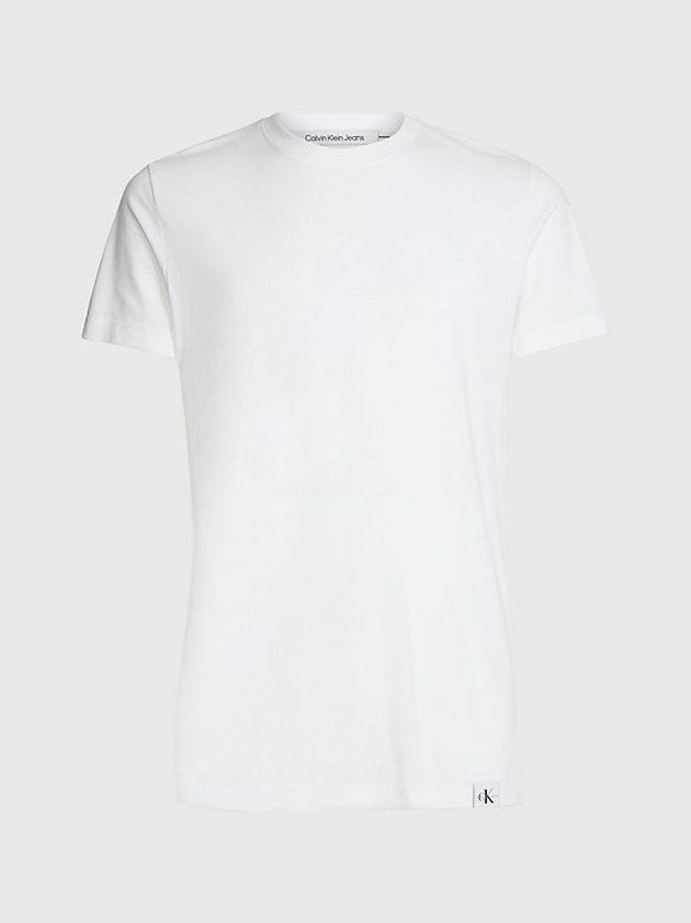 White Calvin Klein Slim Logo Tab Men T-Shirt | XZEY-37529