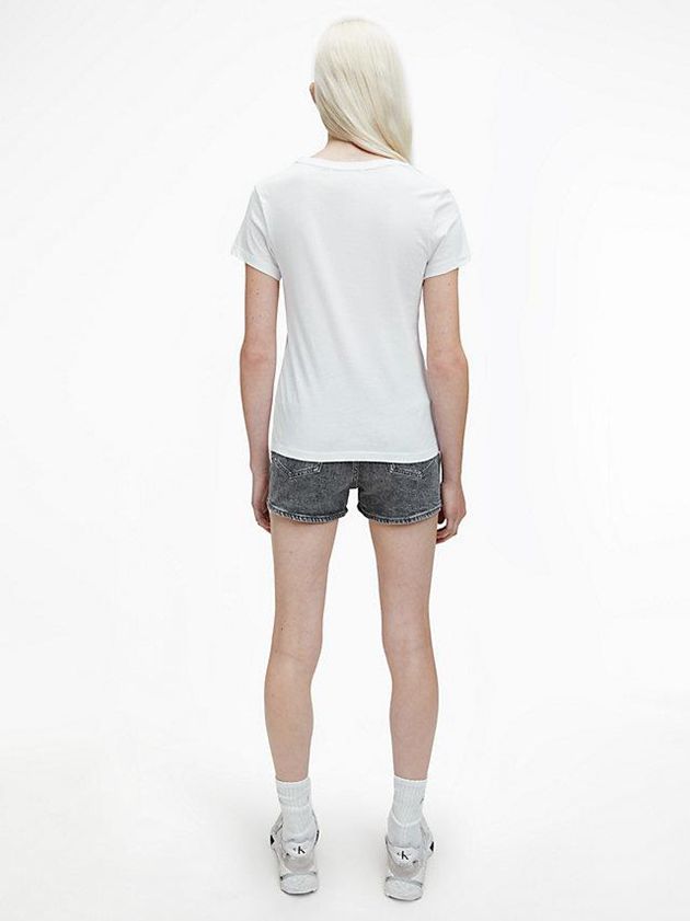 White Calvin Klein Slim Logo Women T-Shirt | EXUG-59843