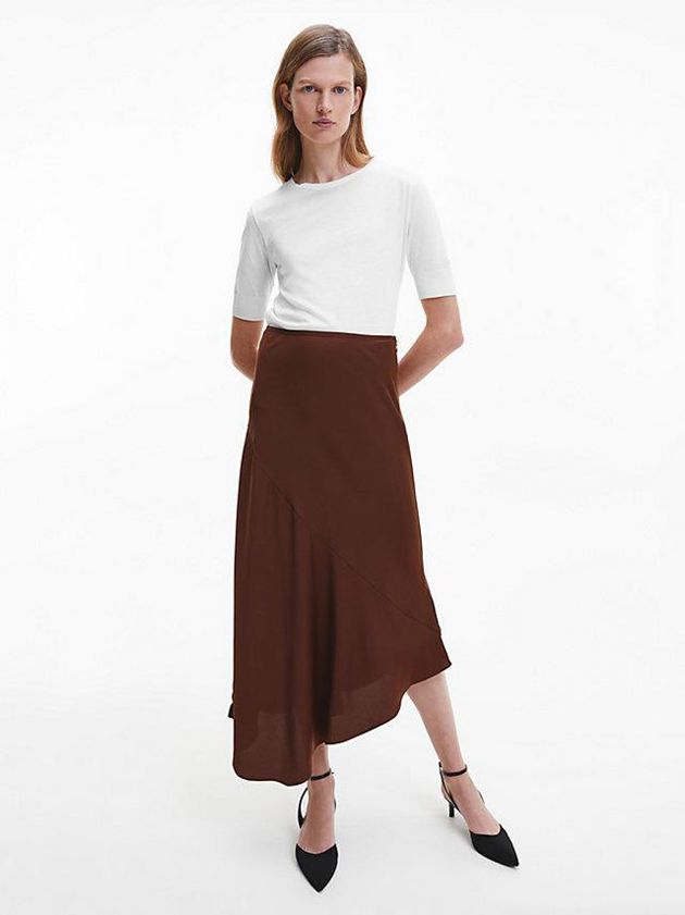White Calvin Klein Slim Lyocell Knit Women Top | CLHO-78569