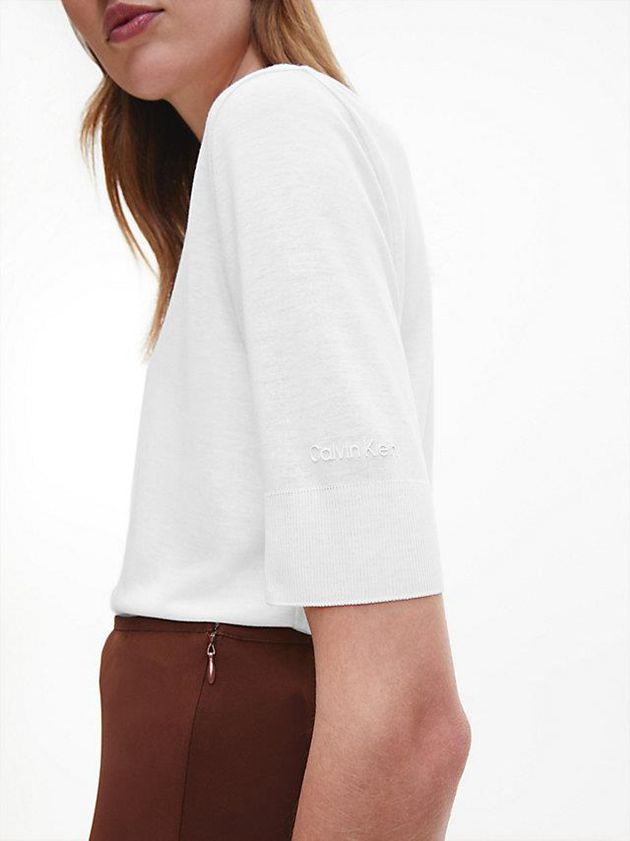 White Calvin Klein Slim Lyocell Knit Women Top | CLHO-78569