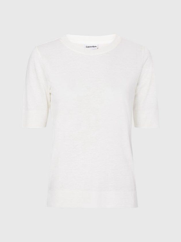 White Calvin Klein Slim Lyocell Knit Women Top | CLHO-78569