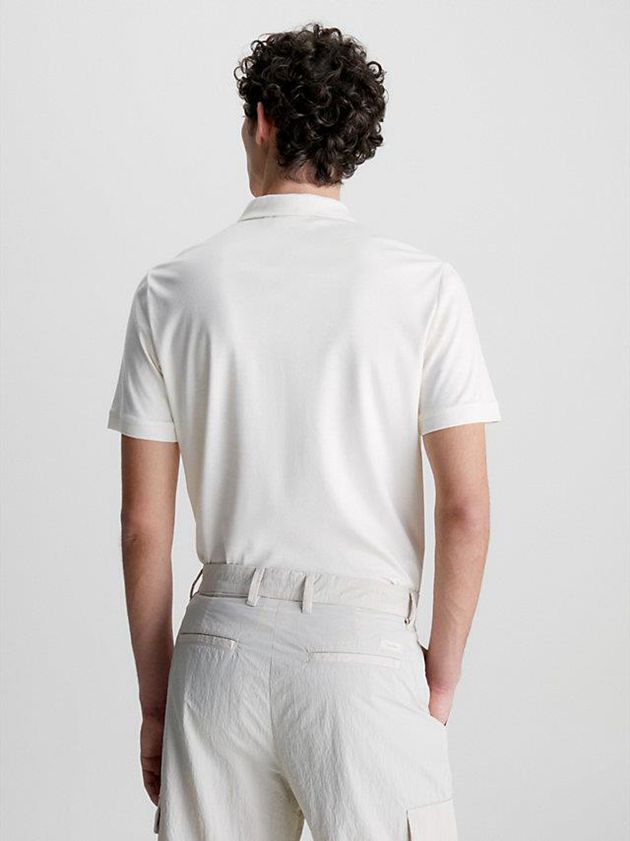 White Calvin Klein Slim Men Polo Shirt | PENT-78146