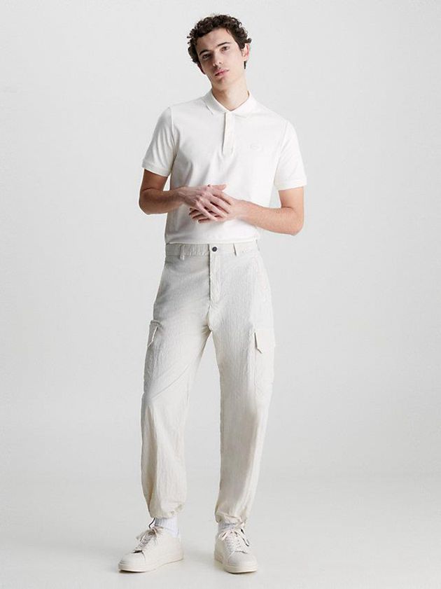 White Calvin Klein Slim Men Polo Shirt | PENT-78146