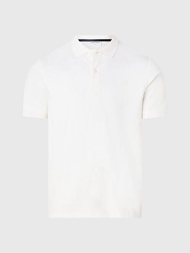 White Calvin Klein Slim Men Polo Shirt | PENT-78146
