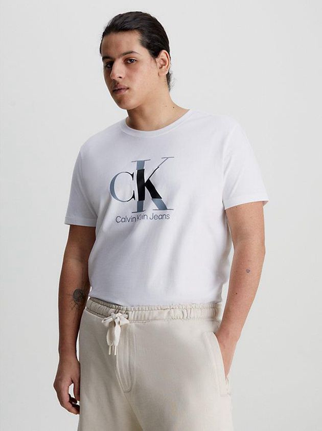 White Calvin Klein Slim Monogram Men T-Shirt | OSKJ-72413