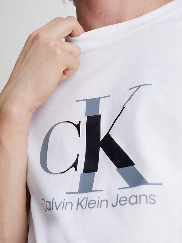 White Calvin Klein Slim Monogram Men T-Shirt | OSKJ-72413