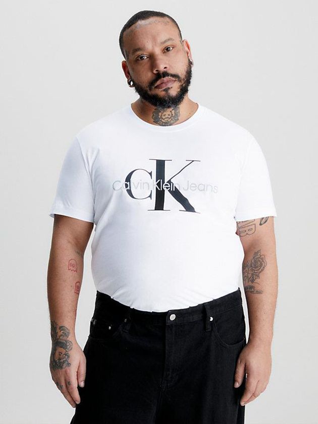 White Calvin Klein Slim Monogram Men T-Shirt | UYTK-20784