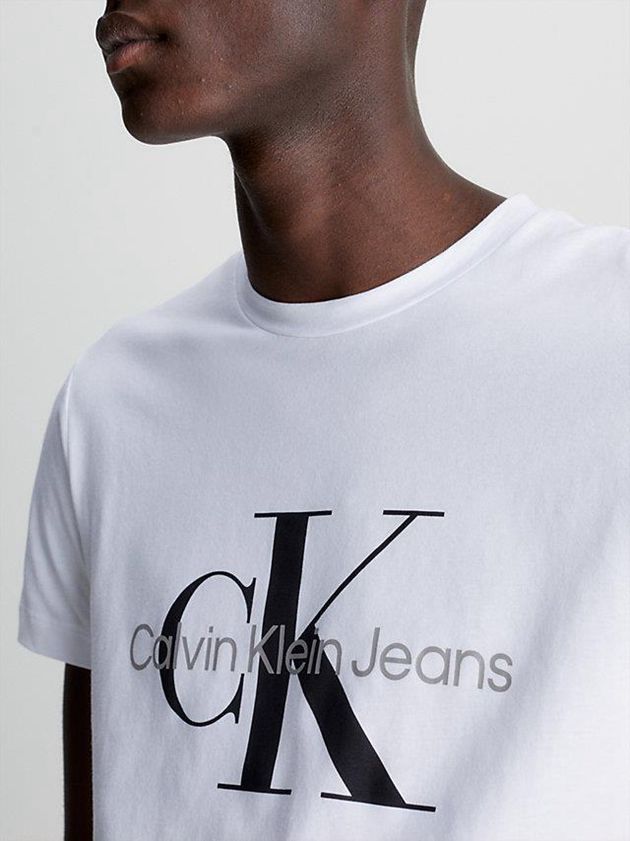 White Calvin Klein Slim Monogram Men T-Shirt | UYTK-20784