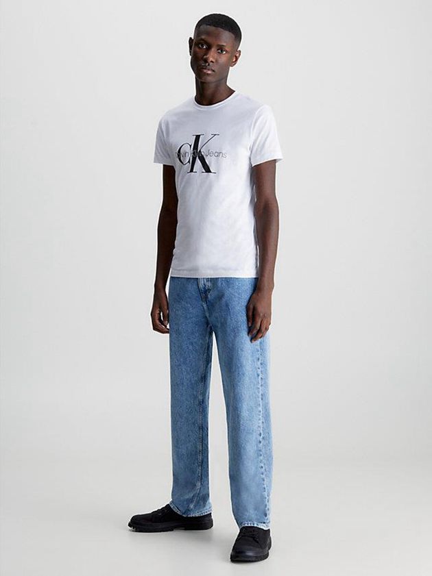 White Calvin Klein Slim Monogram Men T-Shirt | UYTK-20784