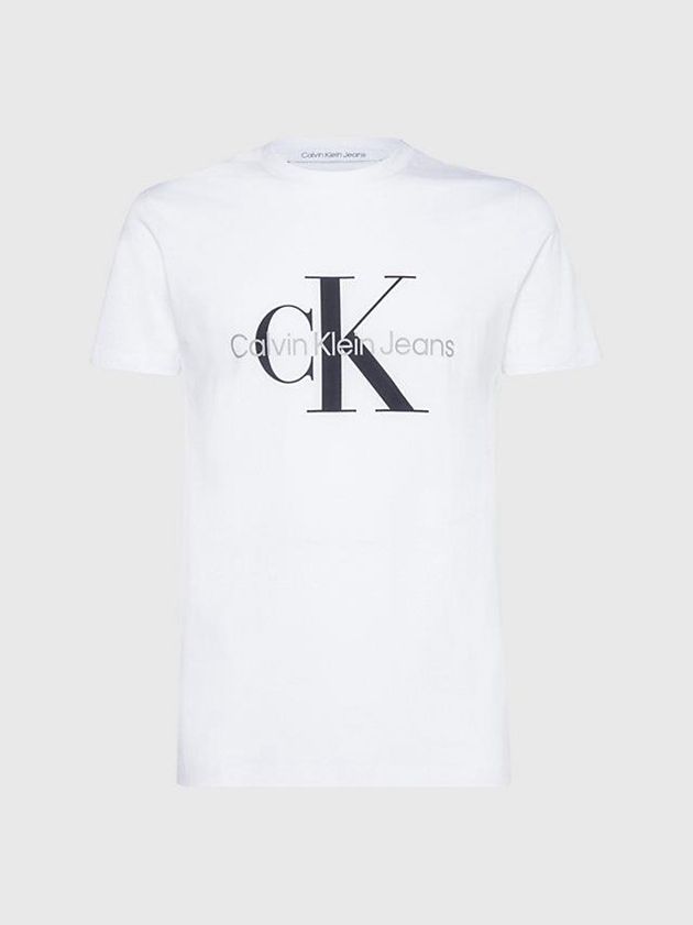 White Calvin Klein Slim Monogram Men T-Shirt | UYTK-20784