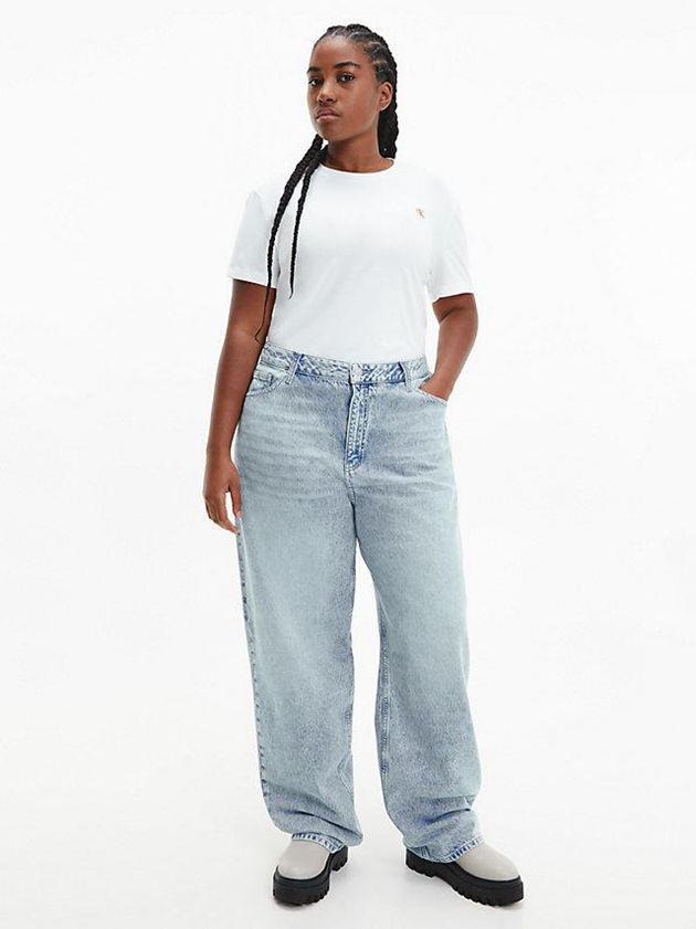 White Calvin Klein Slim Monogram Women T-Shirt | LEIO-19326