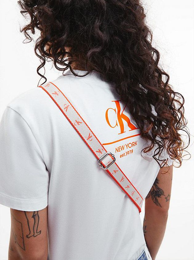 White Calvin Klein Slim Monogram Women T-Shirt | LEIO-19326