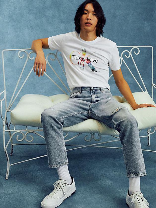 White Calvin Klein Slim Monogram - Pride Men T-Shirt | EYTL-58794