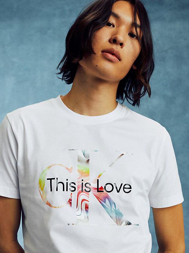 White Calvin Klein Slim Monogram - Pride Men T-Shirt | EYTL-58794