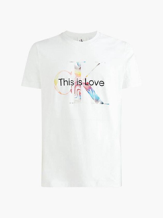 White Calvin Klein Slim Monogram - Pride Men T-Shirt | EYTL-58794