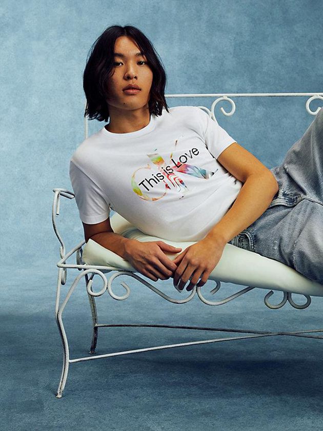 White Calvin Klein Slim Monogram - Pride Men T-Shirt | EYTL-58794