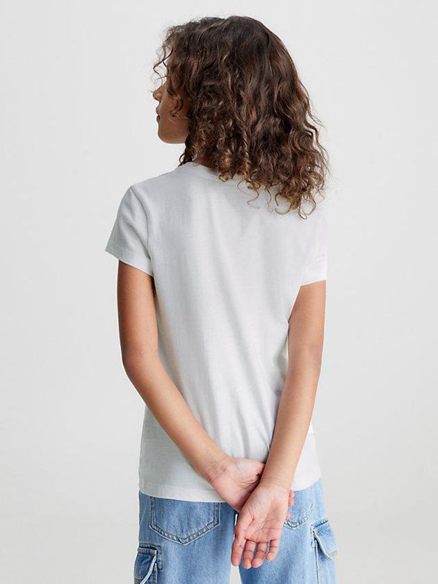 White Calvin Klein Slim Organic Cotton Girls's T-Shirt | ABZK-41596