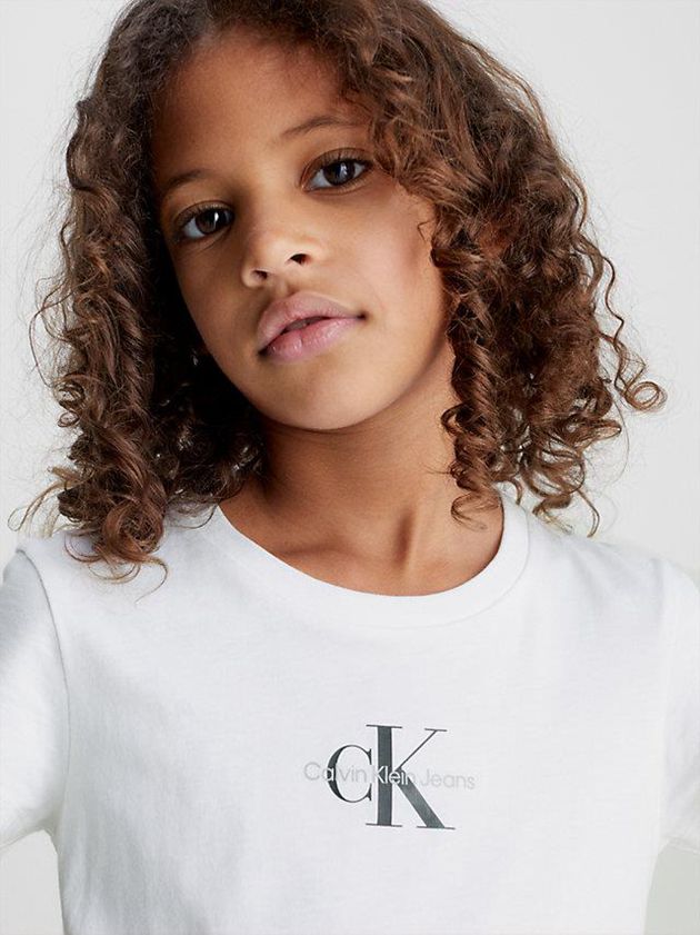 White Calvin Klein Slim Organic Cotton Girls's T-Shirt | ABZK-41596